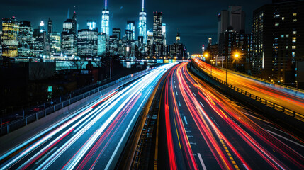 Obraz premium City Night Traffic Light Trails 