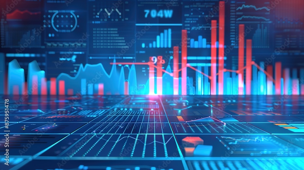 Aufkleber Dynamic Business Financial Background with Graphs and Copy Space