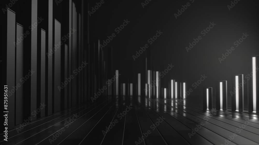 Poster dynamic business charts on black background with copy space