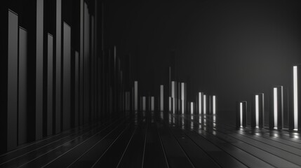 Naklejka premium Dynamic Business Charts on Black Background with Copy Space