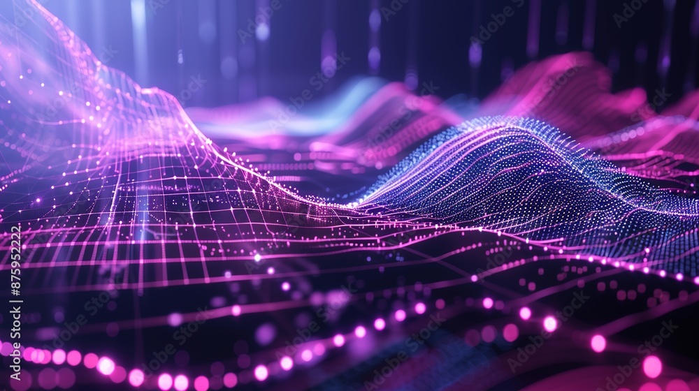 Poster illuminated futuristic 3d graphs with copy space | abstract technology concept for presentations