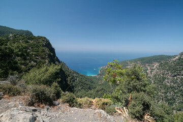 Naklejka premium View of the Mediterranean Sea from the Lycian Trail, Turkey.