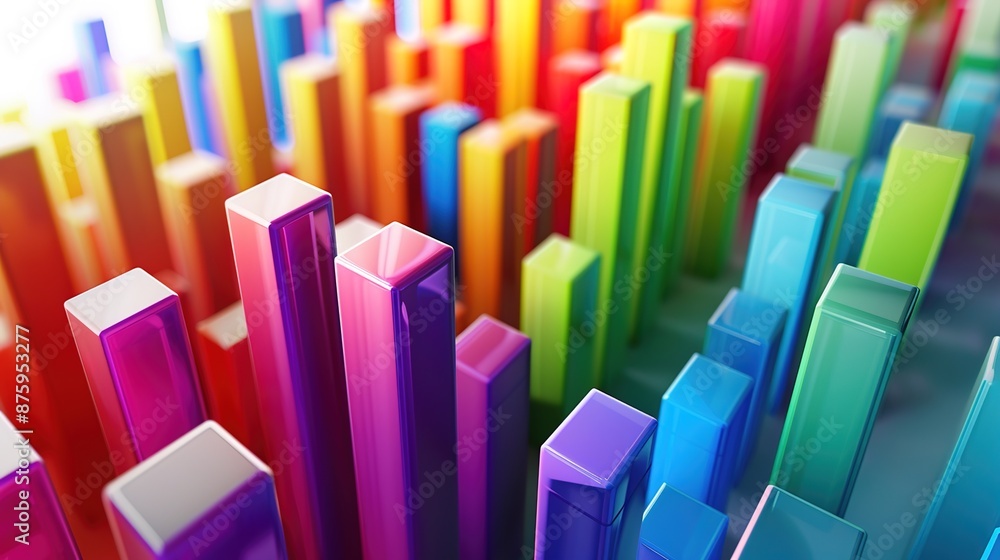 Aufkleber vibrant 3d data graphs on clean white background with copy space