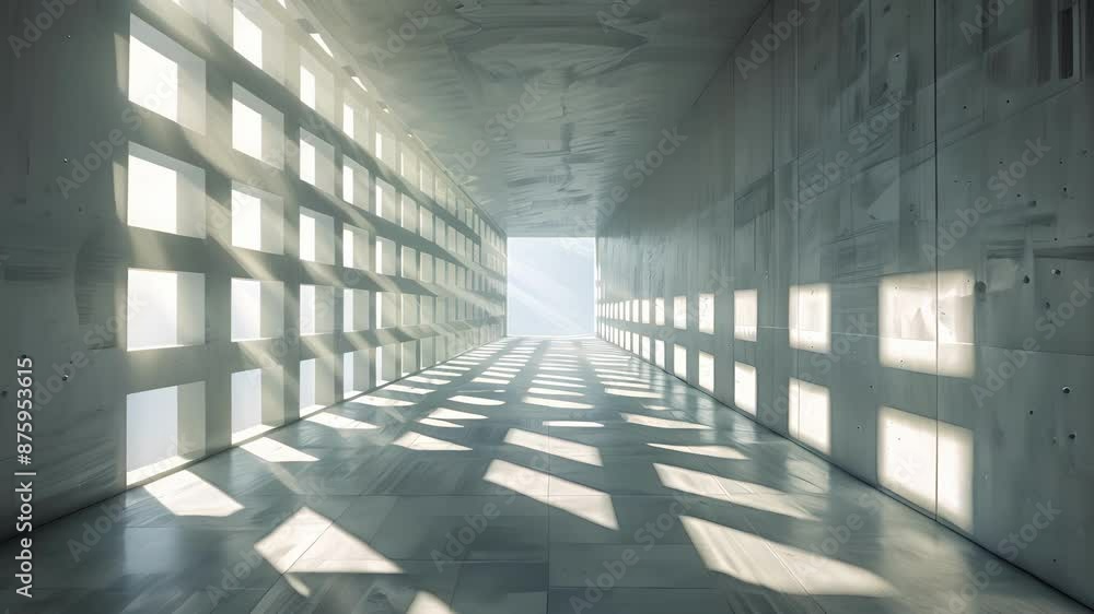 Poster the intricate dance of light and shadows created by a series of overlapping squares on a plain surfa