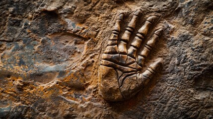 Ancient Hand Print Fossilized in Rock