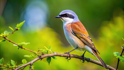Obraz premium Red backed shrike perched on a branch in its natural habitat , red backed shrike, bird, perched, branch, wildlife, nature