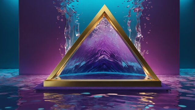 a photorealistic image of a d scene with a gold trian background