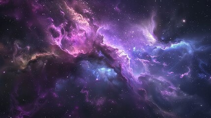 Enigmatic Cosmic Symphony: Vibrant Galaxy Nebula with Distant Stars