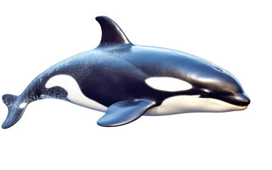 A large black and white whale is swimming in the ocean