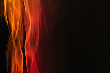 Fototapeta premium Red and orange light streaks flow gracefully against a dark background creating a dynamic and colorful abstract design with a fiery look