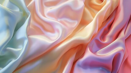 Obraz premium Graceful Draped Satin Fabric in Soft Pastel Tones Elegantly Falling with Smooth Folds