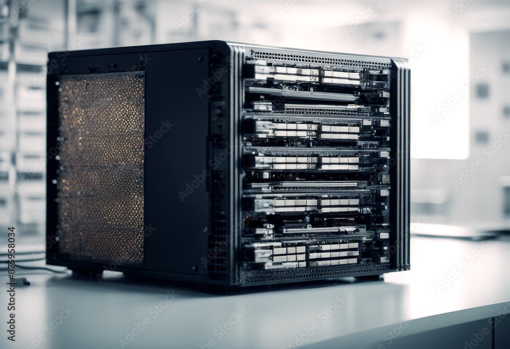 Poster white modern server computer background