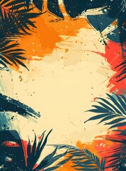 Tropical Leaves Abstract Painting Background
