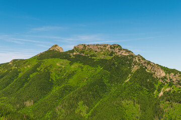View of Mount Giewont. Beautiful summer landscape in the mountains. Tatra Mountains