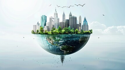 Cityscape Floating on a Globe