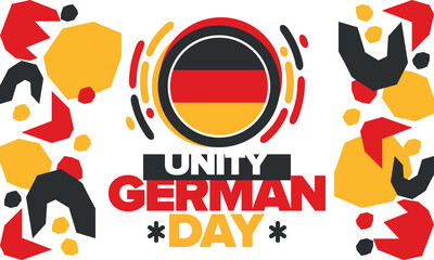Fototapeta premium German Unity Day. Happy national holiday of unity, freedom and reunification. Deutsch flag. Celebrated annually on October 3 in Germany. Patriotic poster design. Vector illustration