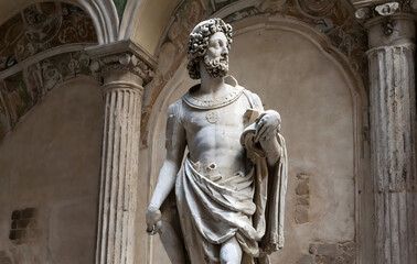 Worn Renaissance Sculpture. Generative AI.