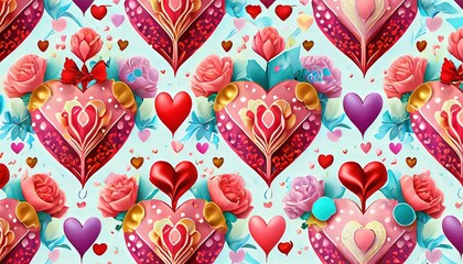 Fototapeta premium seamless pattern with hearts