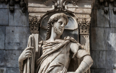 Worn Renaissance Sculpture. Generative AI.