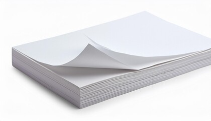 A blank white paper sheet with space for text, isolated on a white background.