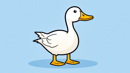 Obraz premium A cartoon duck is standing on a blue background.