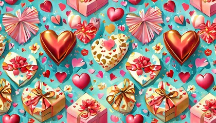Fototapeta premium seamless pattern with hearts