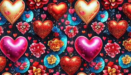 Fototapeta premium seamless pattern with hearts
