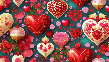 Fototapeta premium seamless pattern with hearts