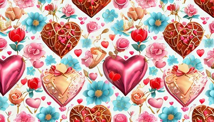 Fototapeta premium seamless pattern with hearts