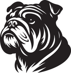 British bulldog silhouette line art clip art,vector black color silhouette 
