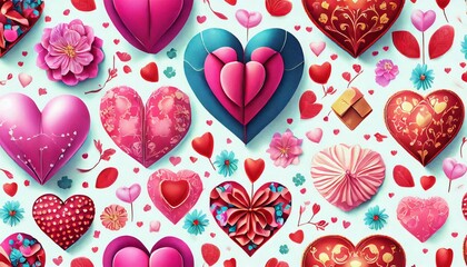 Fototapeta premium seamless pattern with hearts