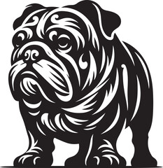 British bulldog silhouette line art clip art,vector black color silhouette 