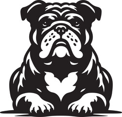 British bulldog silhouette line art clip art,vector black color silhouette 