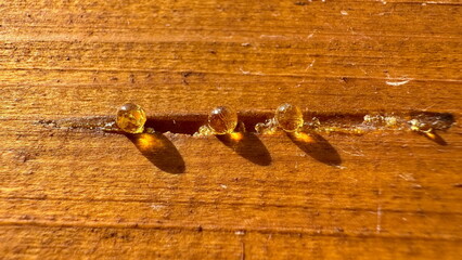 Natural wood texture with resin drops.