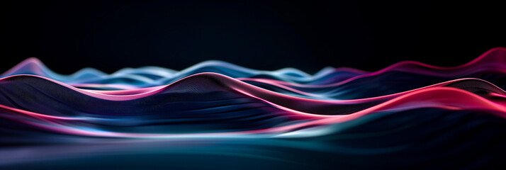 A colorful wave of light is shown in the image. Banner size. Abstract texture 