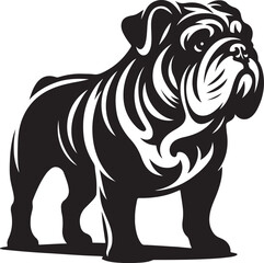 British bulldog silhouette line art clip art,vector black color silhouette 