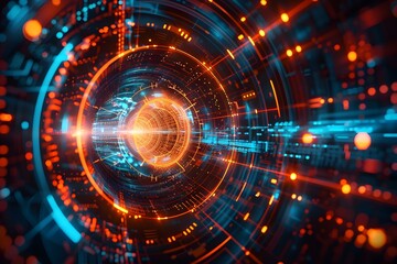 Obraz premium Digital Tunnel of Light and Data