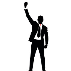 smart and stylish, successful businessman wearing a shoes, raised hand vector silhouette 