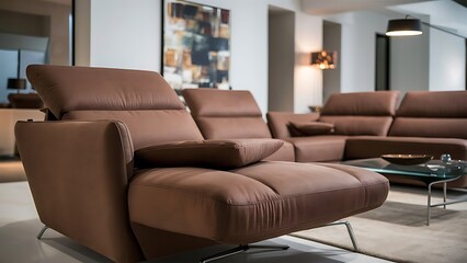 Brown sofa in a modern contemporary living room