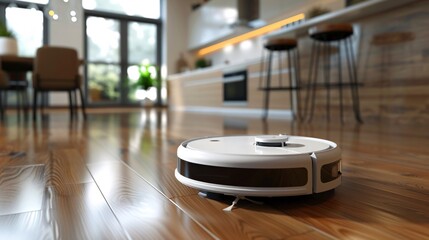 robot vacuum cleaner in interior 