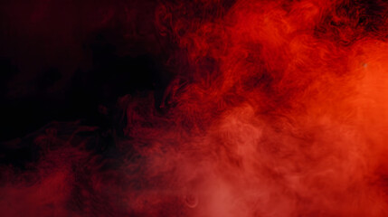 Fototapeta premium Abstract red misty fog on isolated black background. Smoke stage studio. Texture overlays. The concept of aromatherapy.