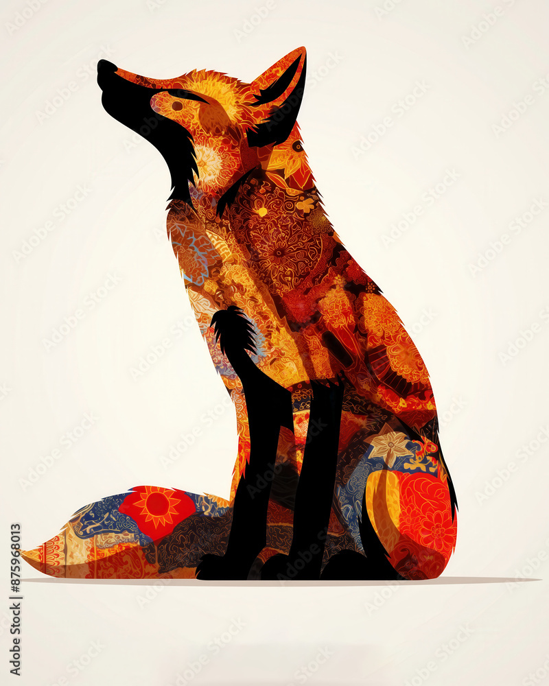 Aufkleber abstract fox illustration with colorful patterns.