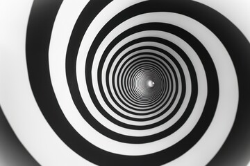 Abstract black and white hypnotic spiral circle