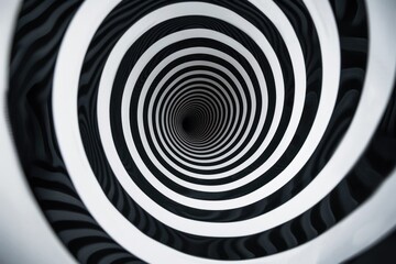 Obraz premium Abstract black and white hypnotic spiral circle