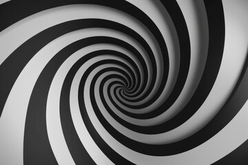 Abstract black and white hypnotic spiral circle