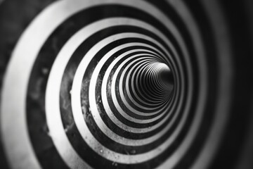Abstract black and white hypnotic spiral circle