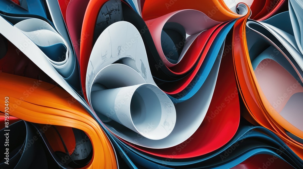 Poster this abstract artwork showcases vibrant colors and flowing shapes, creating a dynamic and energetic 