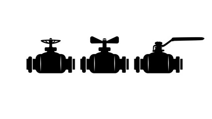 Pipe valve emblem, black isolated silhouette