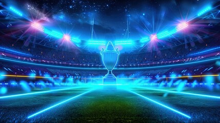 ICC world cup - Cricket stadium background with flag and trophy. Vector wallpaper design. illustration