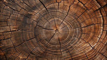 Naklejka premium A close-up of a cut log, showcasing the intricate pattern of its tree rings